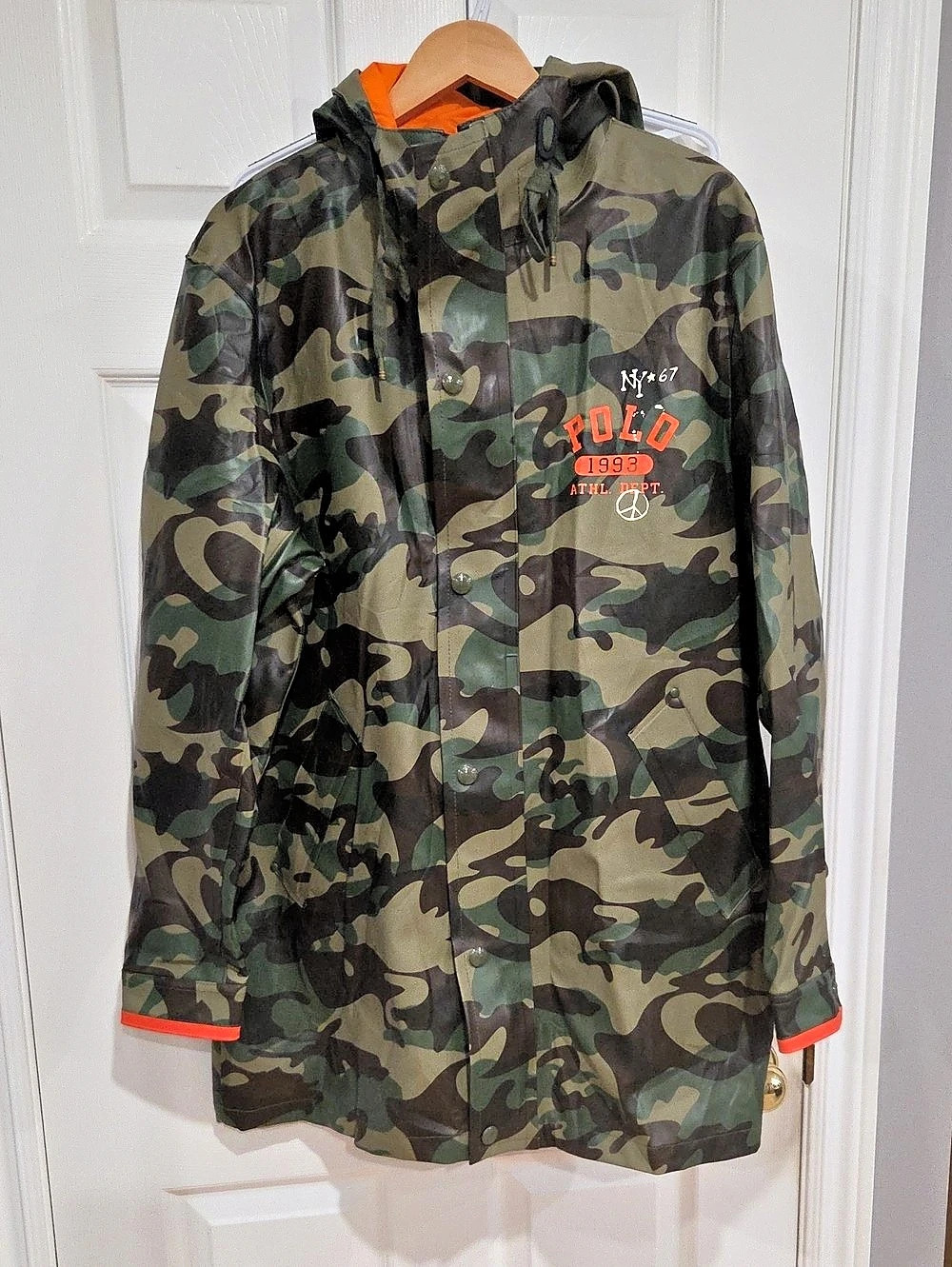 Polo Ralph Lauren Polo 1993 Athl. Dept. Camo Jacket Green & Orange Size 200Large